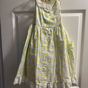 cupcakes & cashmere Lemon Print Kids Dress with Lace Hem